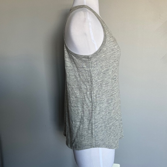 Vince Split Neck Linen Relaxed Casual Pocket Pullover Gray Tank Top Blouse Small - Picture 8 of 8